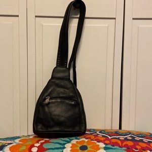 St.John’s Bay Black Leather Small  Sling - Backpack